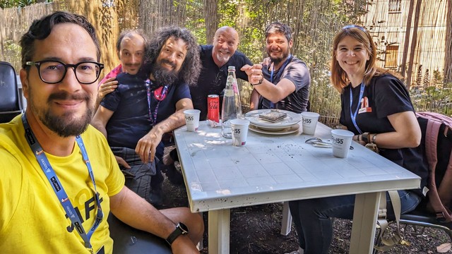 Panelists having lunch together