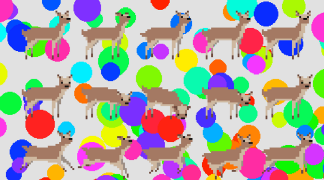 Pixel art deer on a colourful background