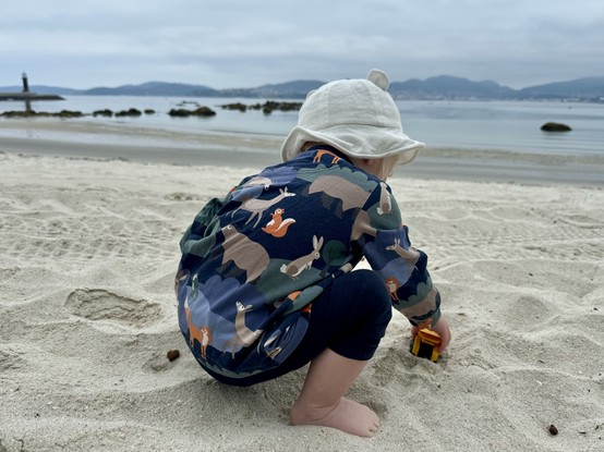 A toddler on the beach