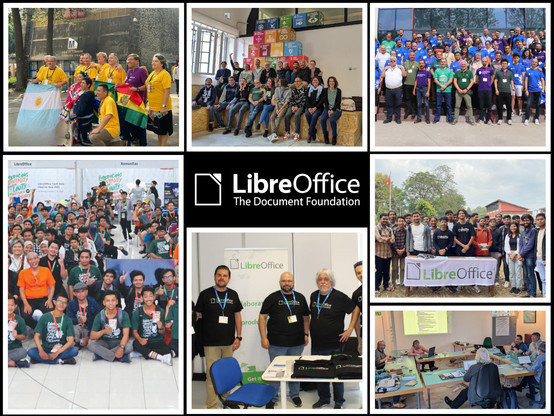 Collage of photos from LibreOffice events