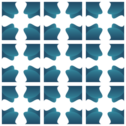 A 3x3 grid of blue and white generative art tiles
