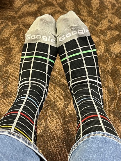 Socks with a colorful grid and 