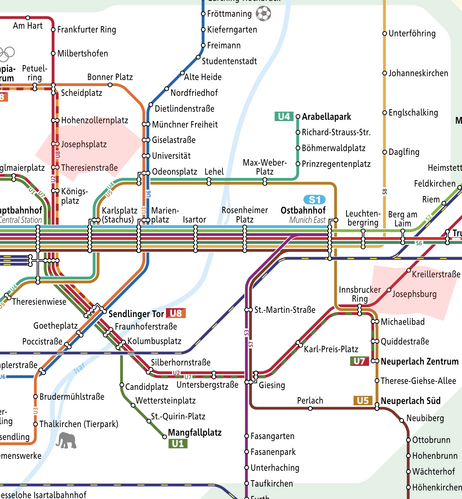 tube map showing Josephsburg and Josephsplatz on the same tube line U2 very far apart... 