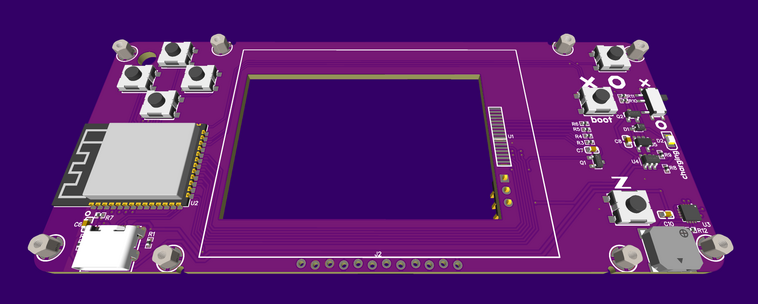 a render of a pcb for a handheld game console