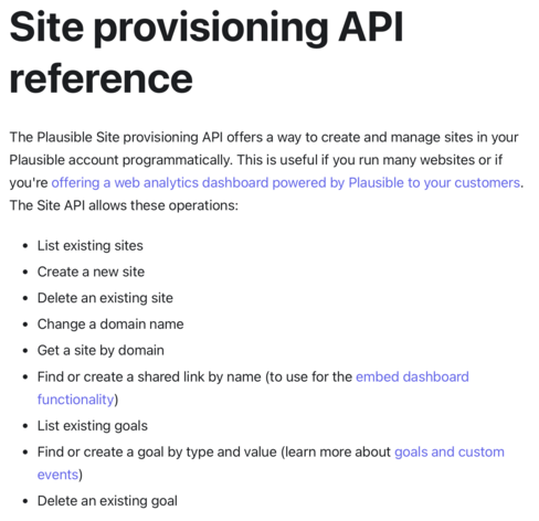 A list of operations allowed by the sites API