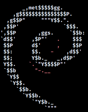 Debian logo in ascii