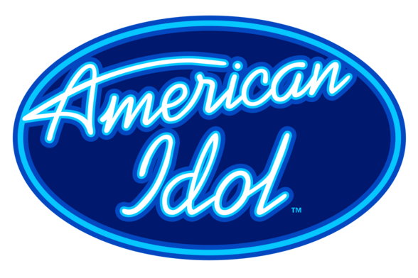American Idol logo, a blue oval with American Idol written across it in white and lighter blue in a handwriting script.