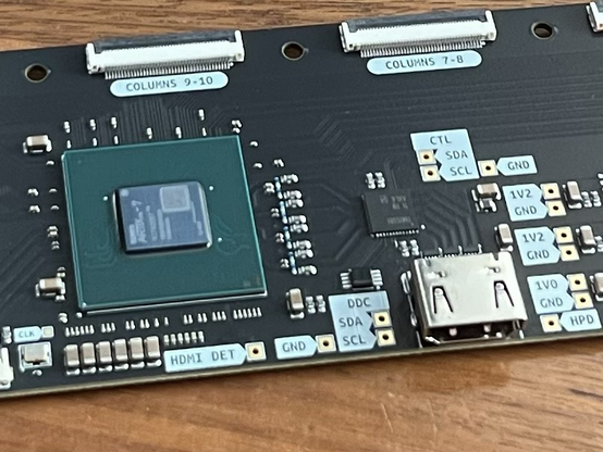 Artix 7 FPGA, TMDS181 HDMI retimer, and HDMI receptacle