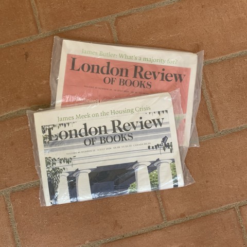 Two copies of the LRB, both in their packets, having arrived on the same day. 
