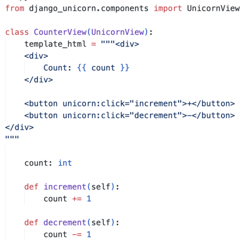 Showing template_html on a component which specifies inline template HTML for the component.