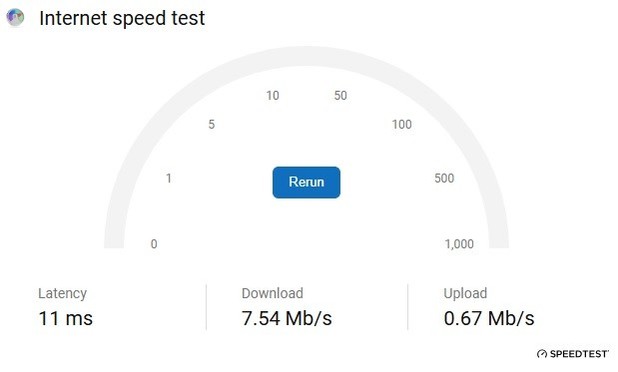 Internet speed test: countryside