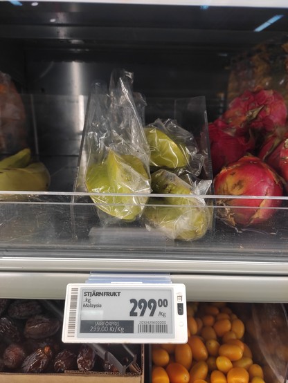 Overpriced star fruit highlighting how meaningless it is to import exotic fruit instead of eating local goods.