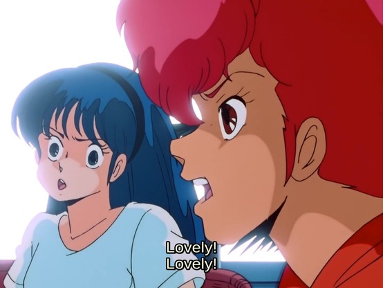 Kei and Yuri from Dirty Pair, both screaming: Lovely!