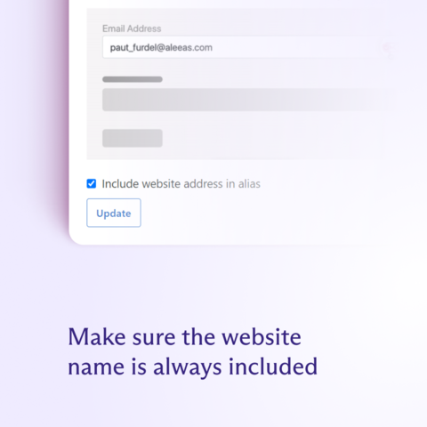 The feature in the SimpleLogin settings (web app) showing how to always include website name in the alias.