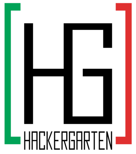 Hackergarten Logo: Eine Kombination der Buchstaben H und G in schwarz, darunter der Schriftzug 