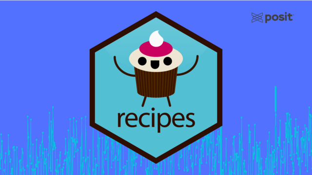 The recipes hex sticker, made up of a smiling cupcake.