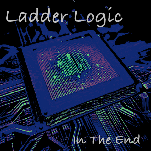 Ladder Logic album cover for In The End, showing a stylized microprocessor and the associated bus connections.
