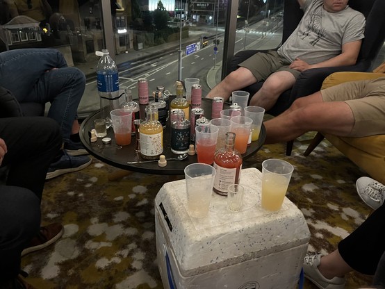 A table full of drinks