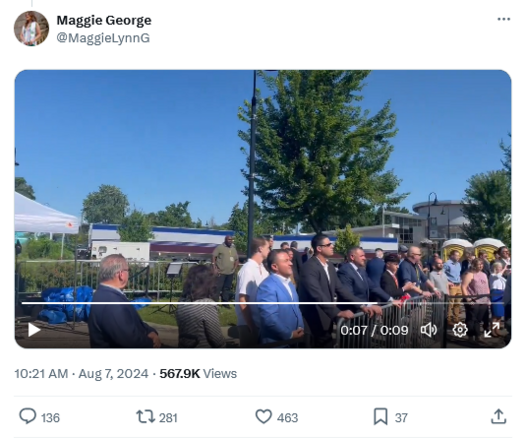 Tweet by Maggie George with short video of event