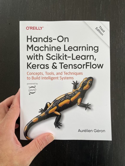 Book cover: Hands on Machine Learning with Scikit-learn, Keras, and Tensorflow