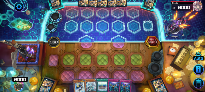 Picture of a Yugioh board in Master Duel with my username appearing in the top right corner. Taken from the perspective of my friend.