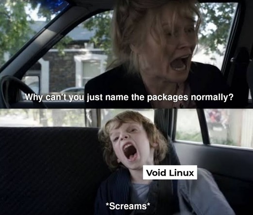 Meme about VoidLimux package names