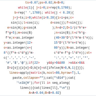 R code in the shape of a donut