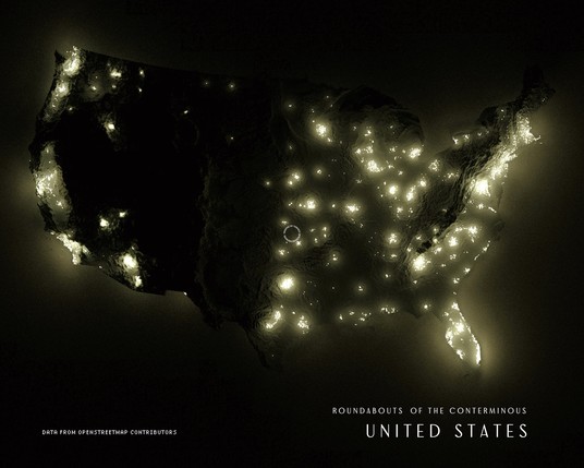 A visualisation of roundabouts in the United States