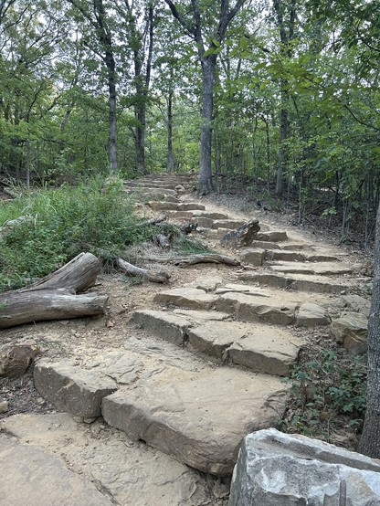 A trail with natural stone that winds up a hill