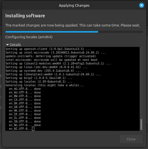 Screencap showing Linux Mint updating.