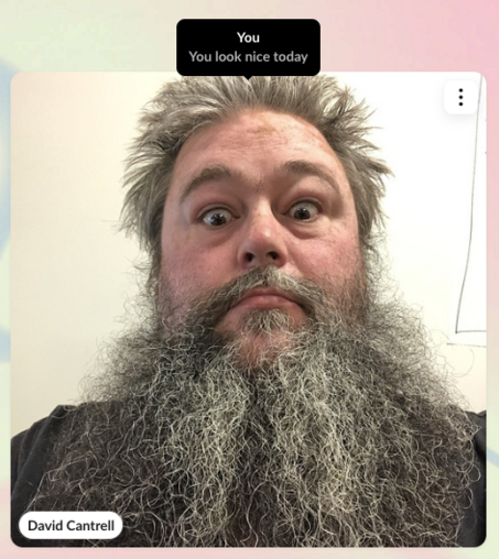 A screenshot of my user picture in a Slack voice call. It helpfully labelled me as both 