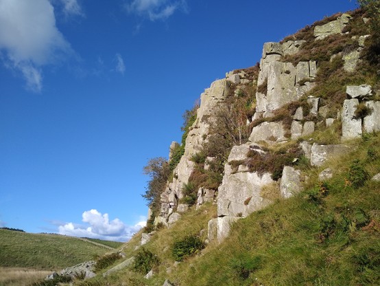 Whin Sill outcrop in remote countryside.