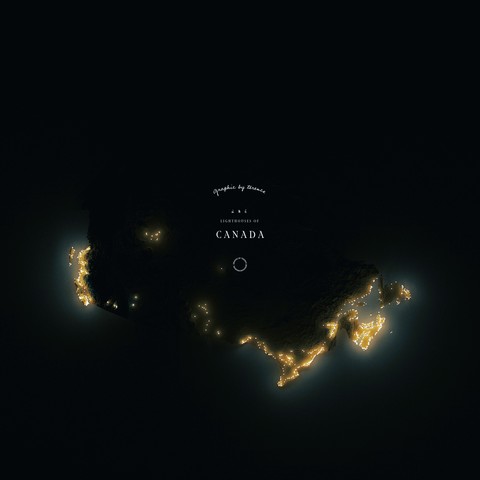 A visualisation of Canada's lighthouses