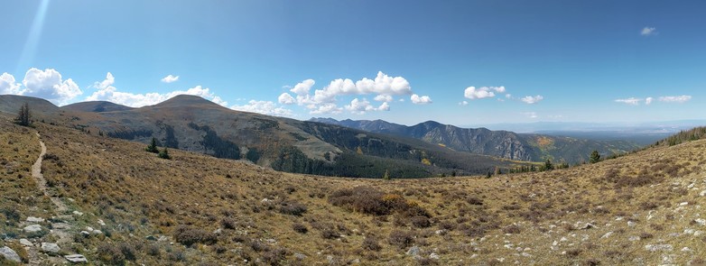 panorama shot of the traverse to Jicarita Peak and the Truchas peaks ridge in the distance, Pecos Wilderness, New Mexico