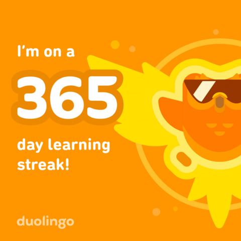 A Duolingo banner showing Duo, the owl mascot of Duolingo, on fire like a Phoenix, wearing sun glasses. The banner reads 