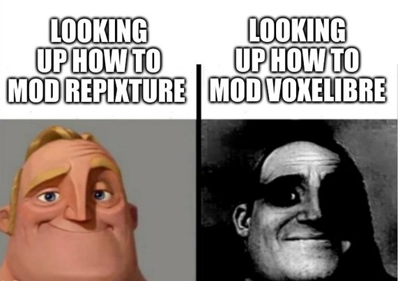 Traumatized Mr incredible meme

Left: a smiling man captioned 