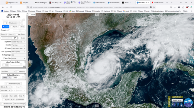 Visible wavelength satellite view of the Hurricane and surrounding area.