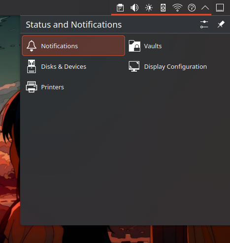 Screenshot showing new design of status and notifications panel for KDE plasma 6.2