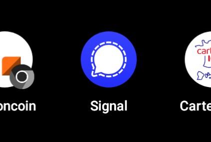 A screenshot of the Signal messaging app icon. The icon colour appears to have changed colour  from a royal blue to a more purple looking colour.