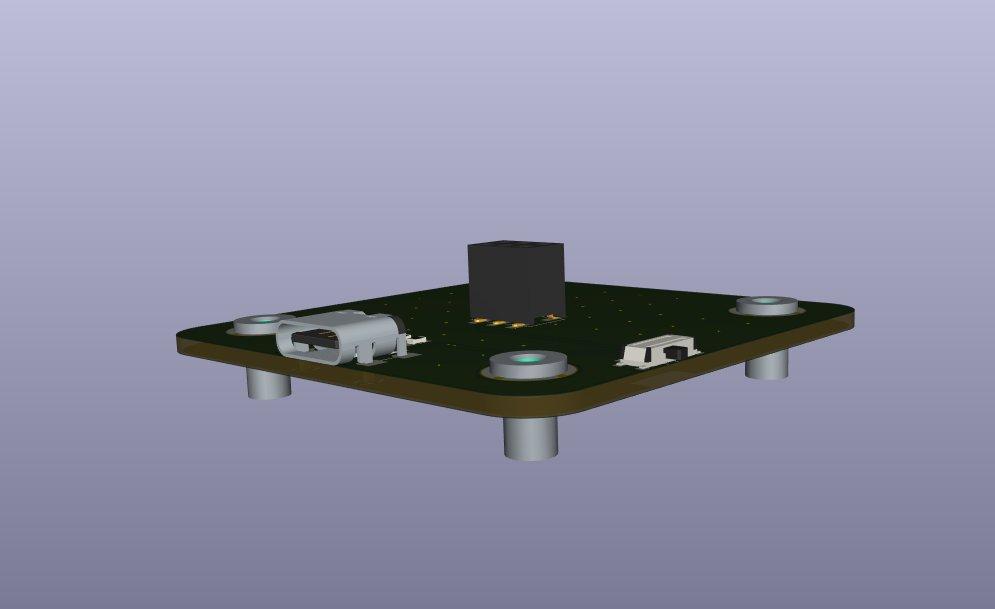 The tree stand which is also made from a PCB a USB-C receptacle is used to provide power, which is routes through a SMD Switch so the lights can be toggled.  A SMD vertical socket is where the tree PCB can later be plugged into.