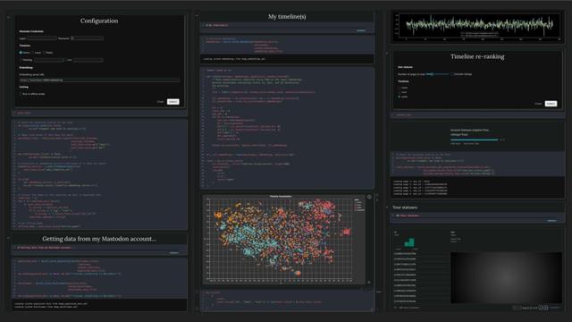 A screenshot showing a python notebook that includes UI elements (forms, plots, and dataframes) and code cells