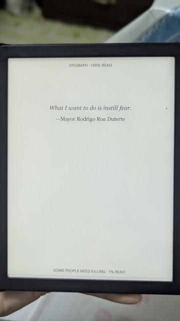 First page of the book, Some People Need Killing: A Memoir of Murder in My Country by Patricia Evangelista

There's a quote that says: 