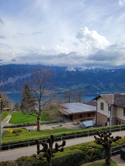 view from the mountain onto the lake