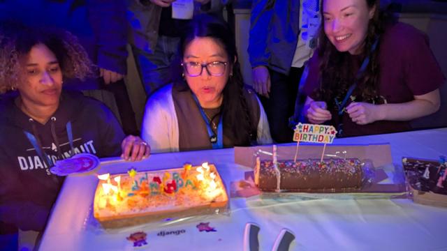 People with Django Birthday cacke