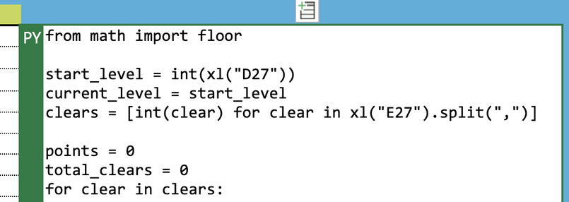 Tetris code in Excel