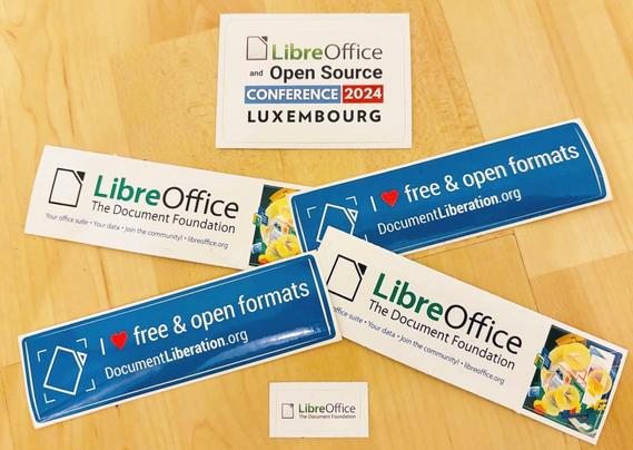 Photo of LibreOffice and Document Liberation Project stickers
