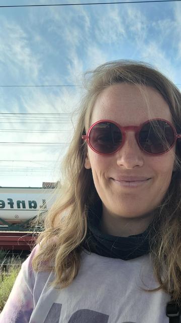 Heidi at the train station 
