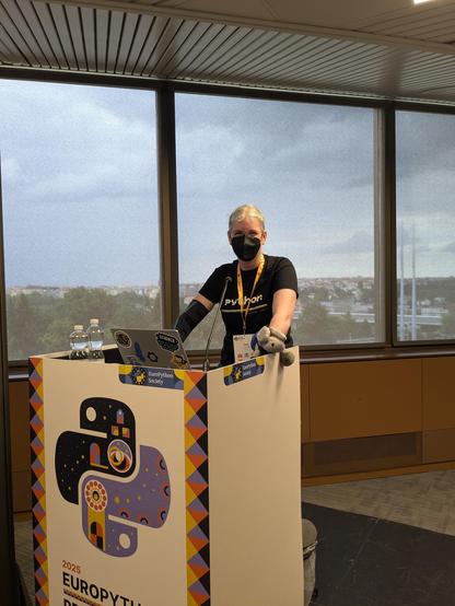 Gina getting started for her talk at Europython.