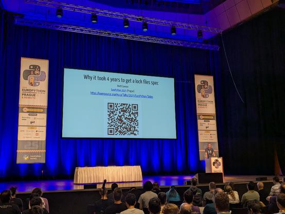 Brett Cannon on stage about to start his keynote.