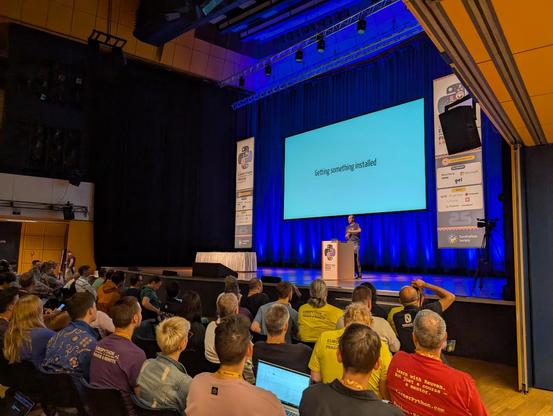 Presenter on stage